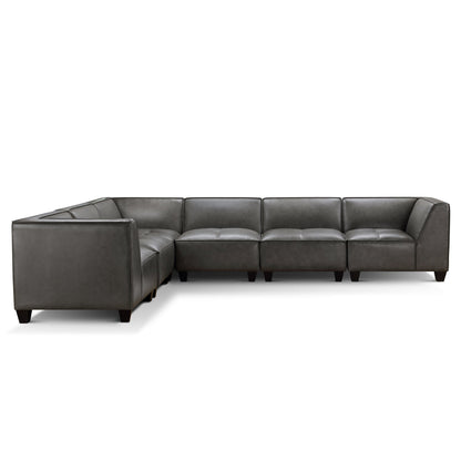 Wallingford 6-pc Modular Leather Sectional, Dark Gray