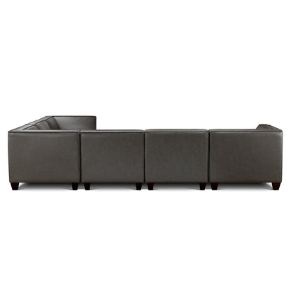 Wallingford 6-pc Modular Leather Sectional, Dark Gray