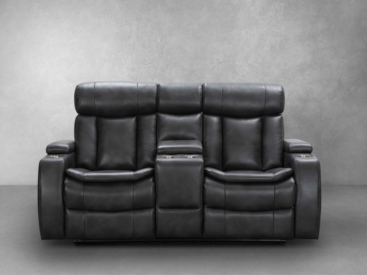 Zayne Power Reclining Leather Loveseat