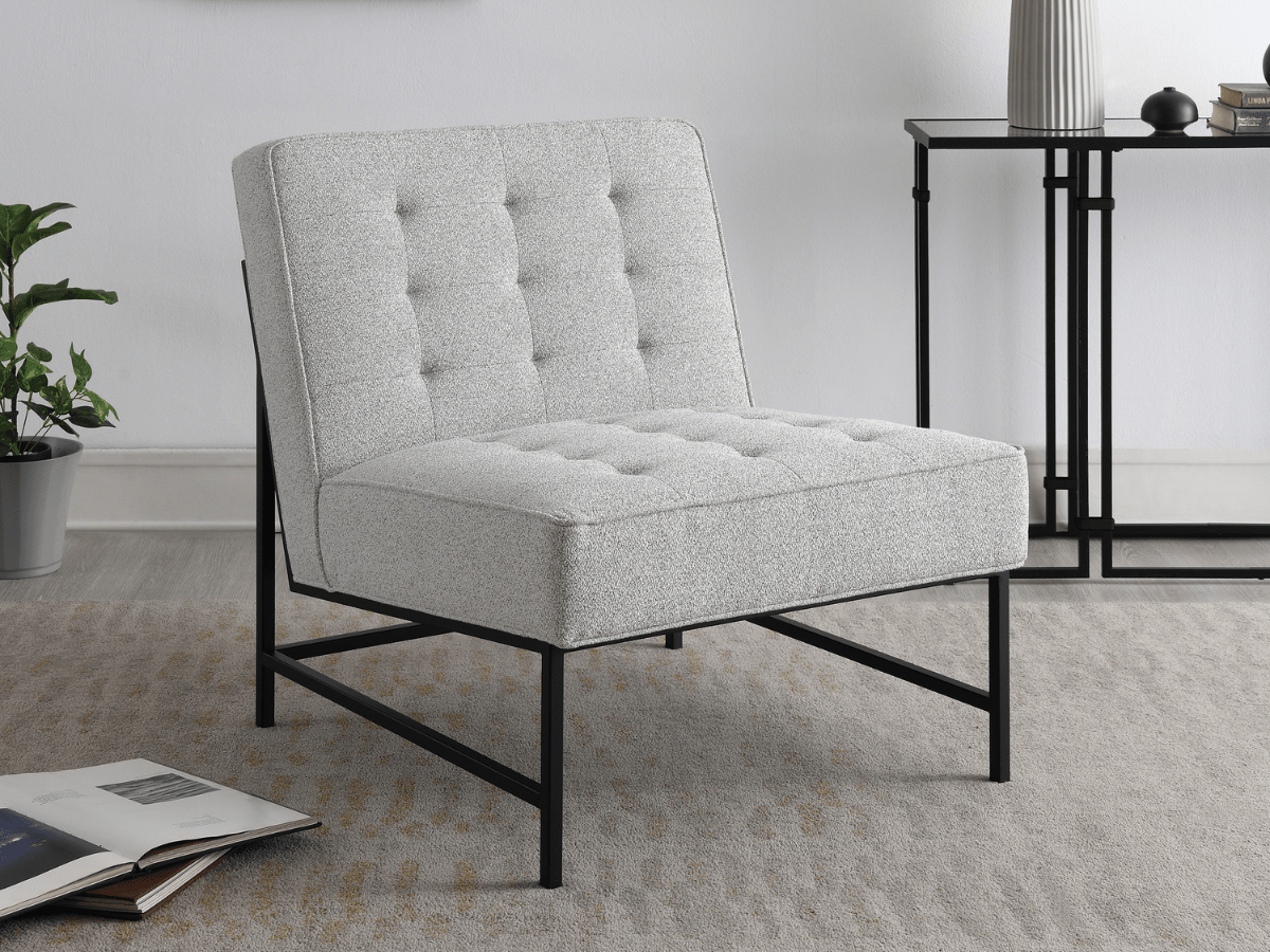 Astor Tufted Fabric Chair - Ivory - Abbyson - Living Room