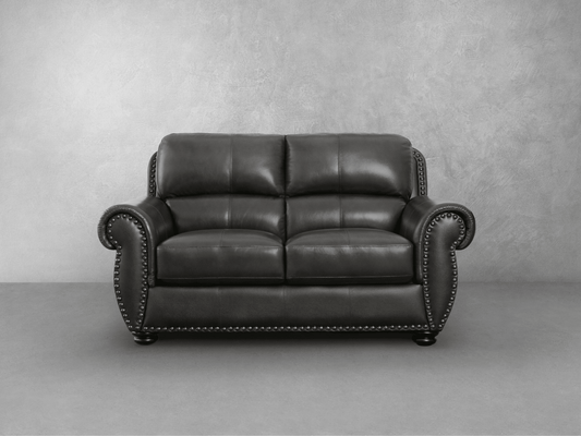 Austin Leather Loveseat - Dark Gray - Abbyson - Living Room