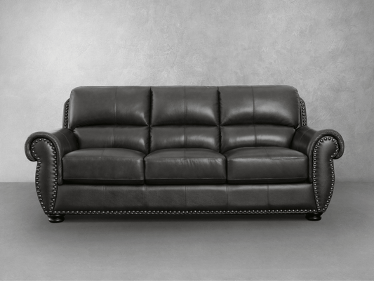Austin Leather Sofa - Dark Gray - Abbyson - Living Room