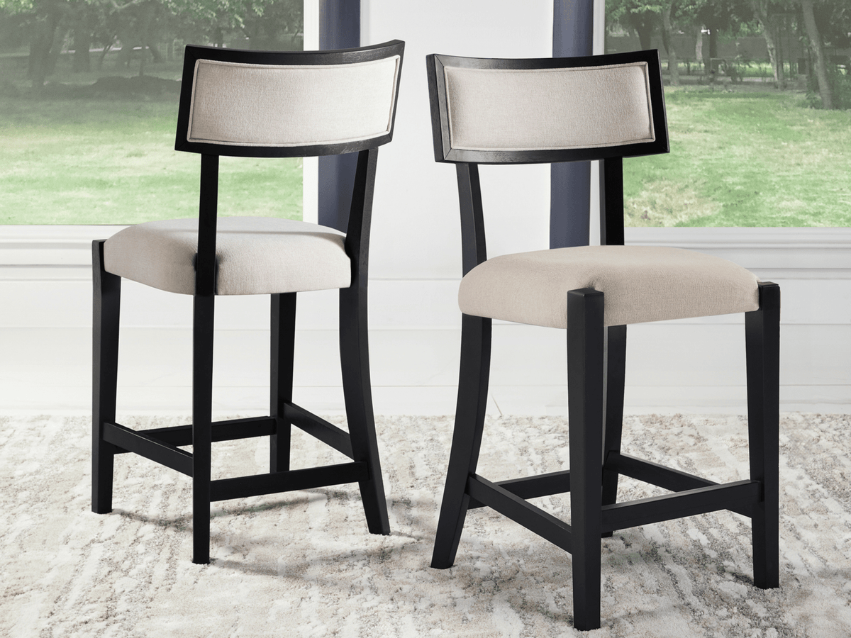 Avery Wood-Back Upholstered Counter Stool (2pk) - Abbyson - Dining Room