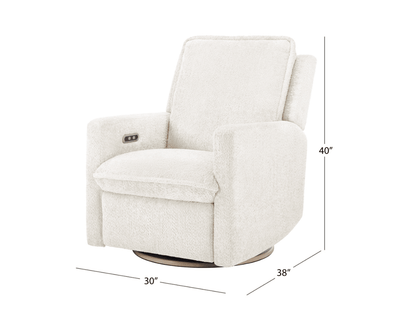 Ayden Boucle Swivel Glider Power Recliner - White - Abbyson - Living Room