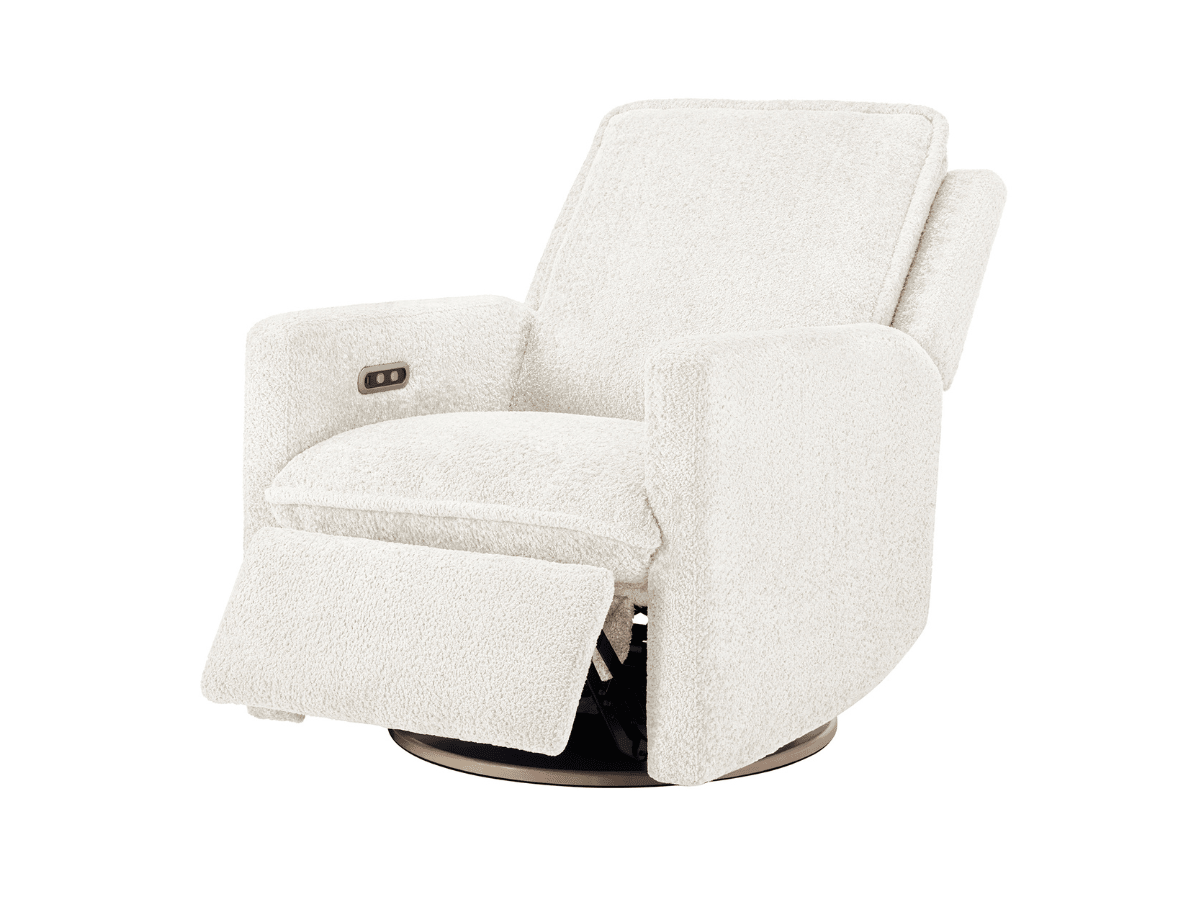 Ayden Boucle Swivel Glider Power Recliner - White - Abbyson - Living Room