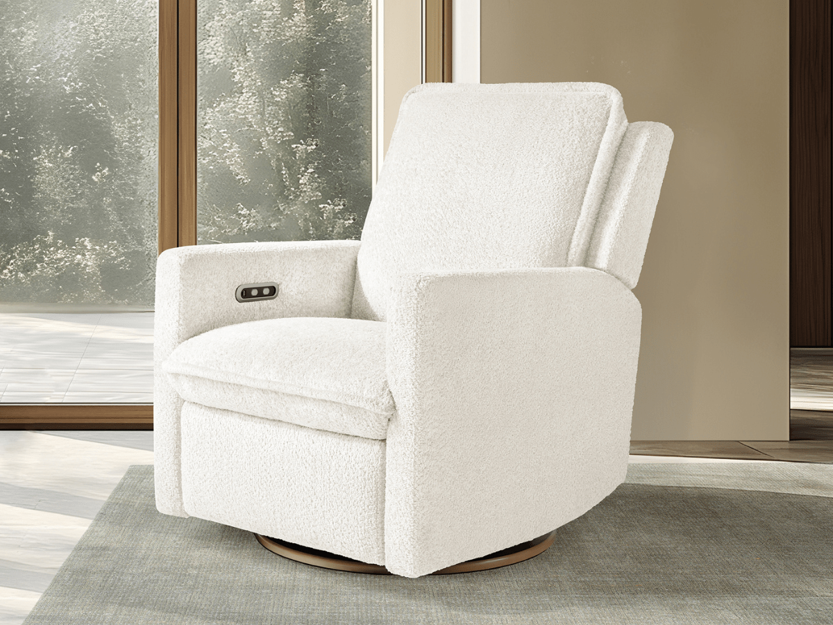 Ayden Boucle Swivel Glider Power Recliner - White - Abbyson - Living Room