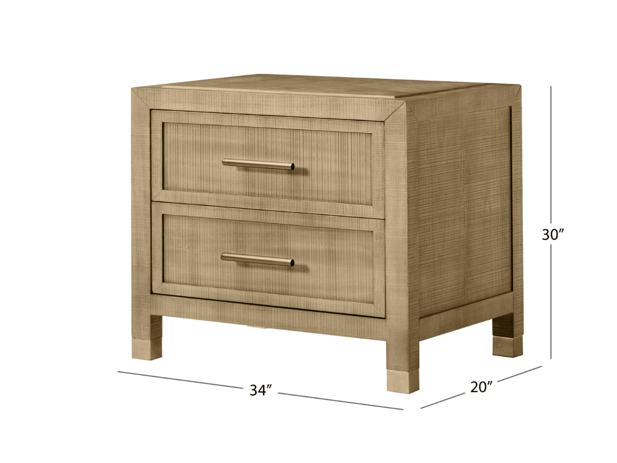 Bacara Modern Classic Wood Brushed 2 Drawer Nightstand - Natural - Abbyson - Bedroom