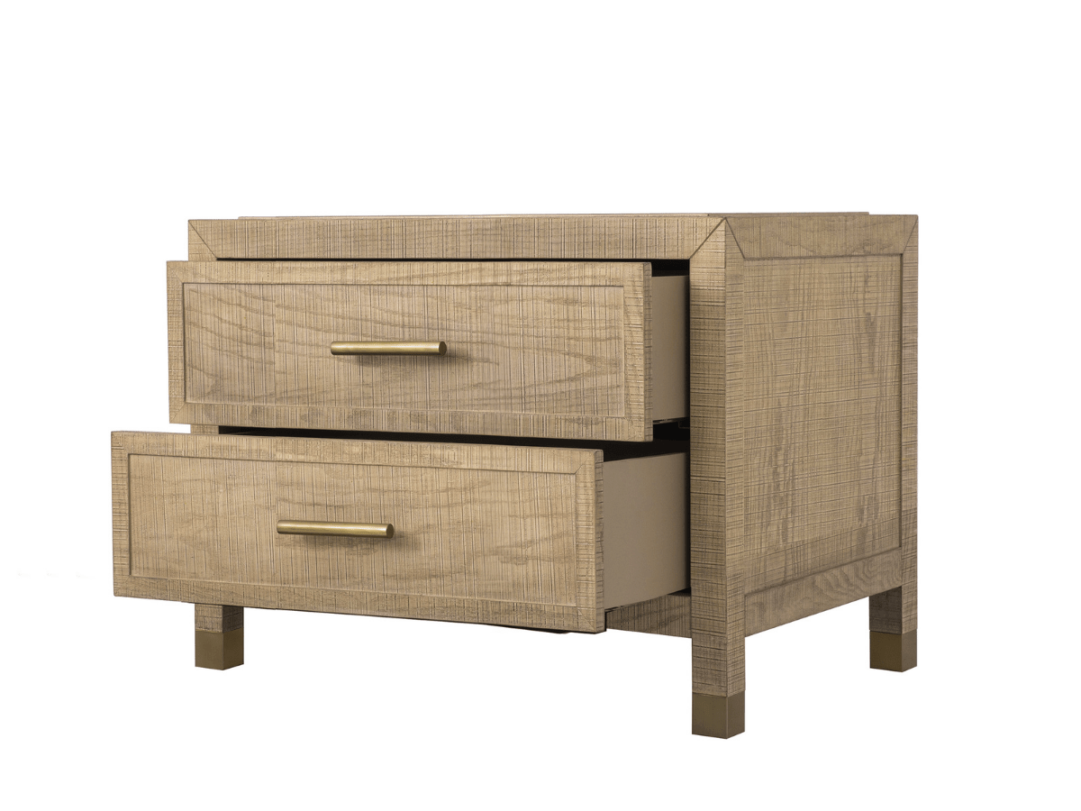 Bacara Modern Classic Wood Brushed 2 Drawer Nightstand - Natural - Abbyson - Bedroom