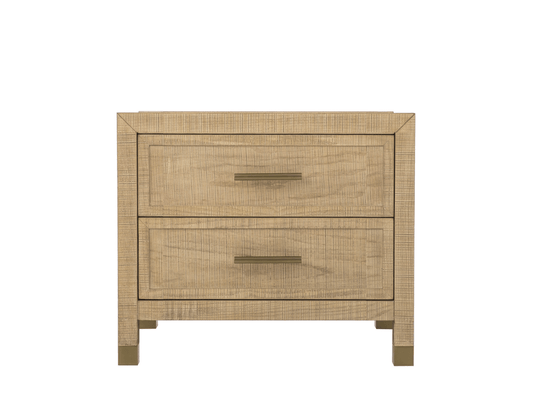 Bacara Modern Classic Wood Brushed 2 Drawer Nightstand - Natural - Abbyson - Bedroom