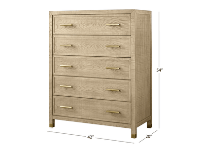 Bacara Modern Classic Wood Brushed 5-Drawer Chest 42' - Natural - Abbyson - Bedroom