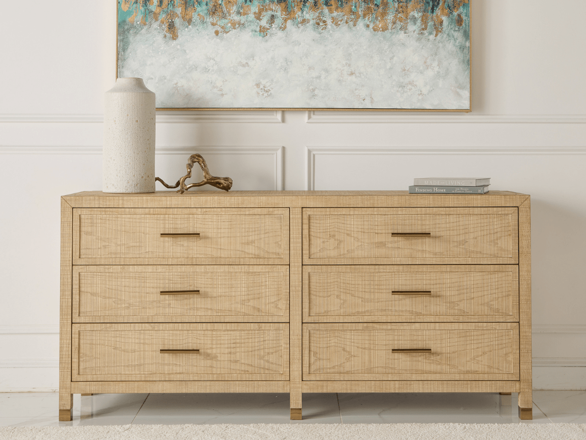 Bacara Modern Classic Wood Brushed 6-Drawer Dresser 72' - Natural - Abbyson - Bedroom