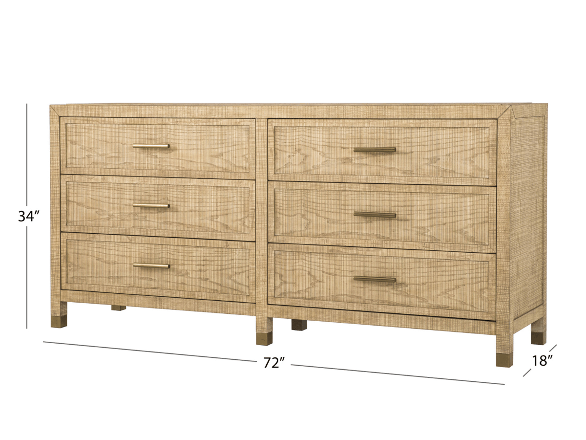 Bacara Modern Classic Wood Brushed 6-Drawer Dresser 72' - Natural - Abbyson - Bedroom