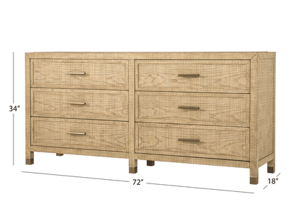 Bacara Modern Classic Wood Brushed 6-Drawer Dresser 72' - Natural - Abbyson - Bedroom