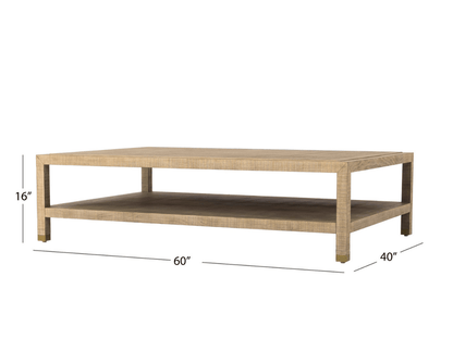 Bacara Modern Classic Wood Brushed Coffee Table 60' - Natural - Abbyson - Living Room