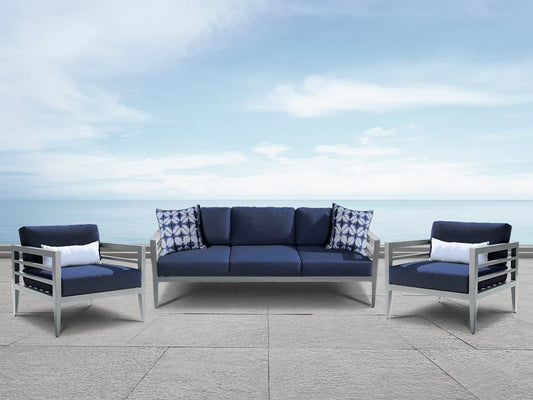 Belamar 1 Sofa + Armchair (2-pack) - Blue - Abbyson - Outdoor
