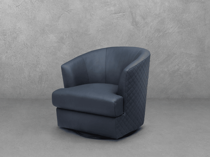 Belfield 100% Top Grain Leather Swivel Chair - Blue - Abbyson - Living Room