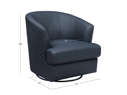 Belfield 100% Top Grain Leather Swivel Chair - Blue - Abbyson - Living Room