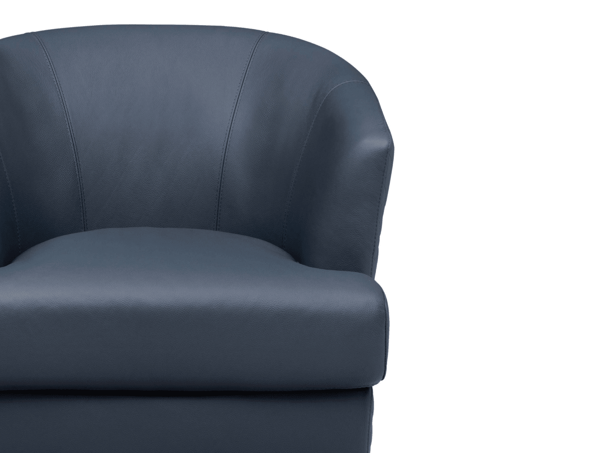 Belfield 100% Top Grain Leather Swivel Chair - Blue - Abbyson - Living Room