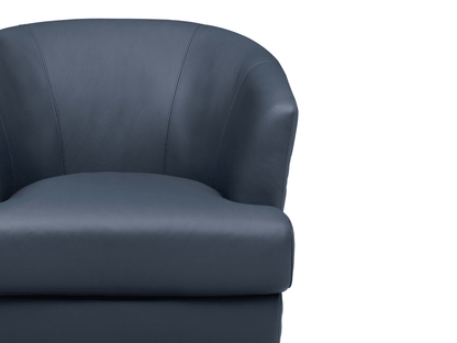 Belfield 100% Top Grain Leather Swivel Chair - Blue - Abbyson - Living Room