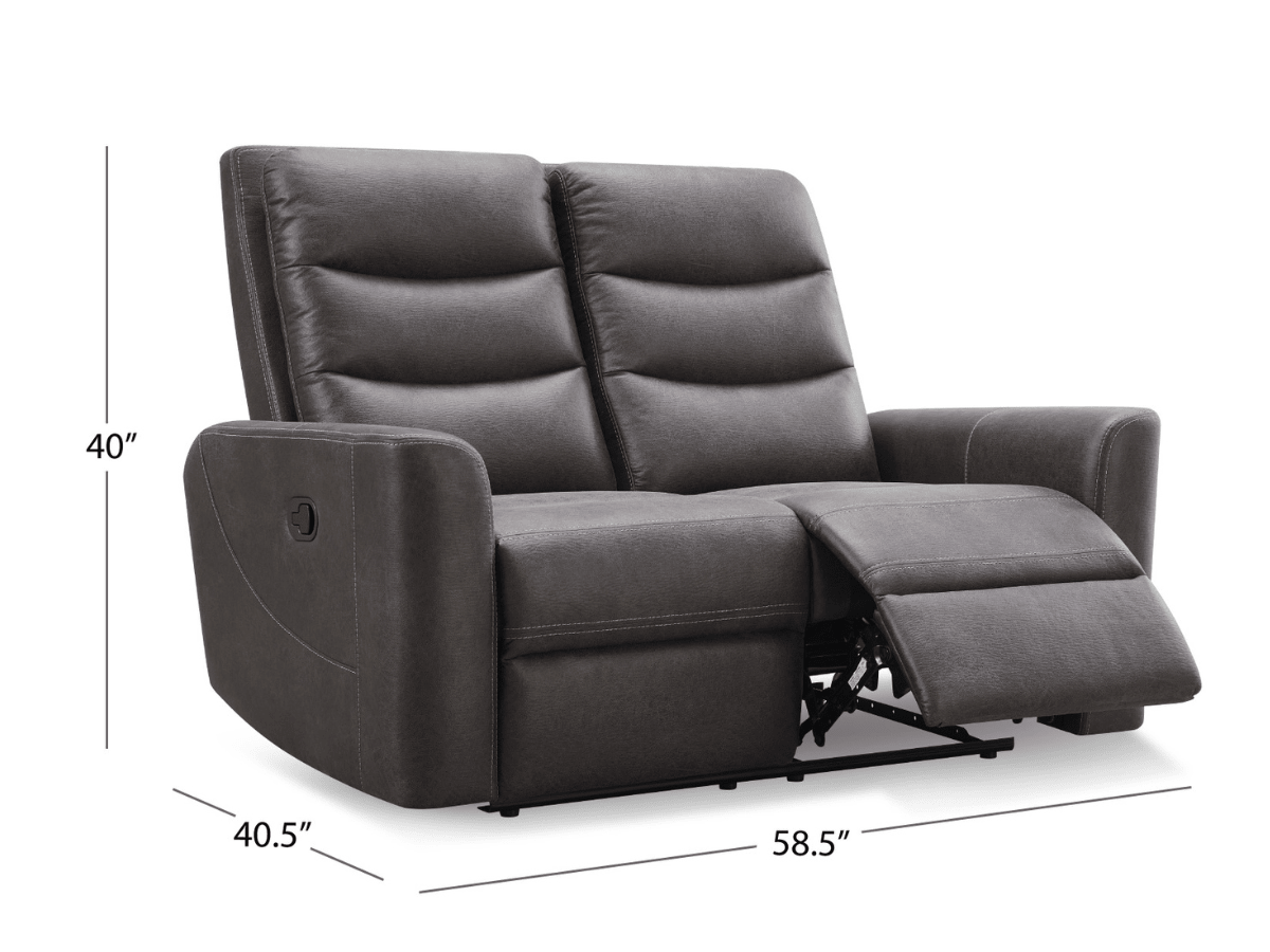 Bentley Fabric Manual Reclining Loveseat - Gray - Abbyson - Living Room
