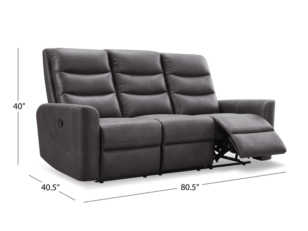 Bentley Fabric Manual Reclining Sofa - Gray - Abbyson - Living Room