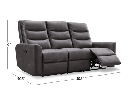 Bentley Fabric Manual Reclining Sofa - Gray - Abbyson - Living Room