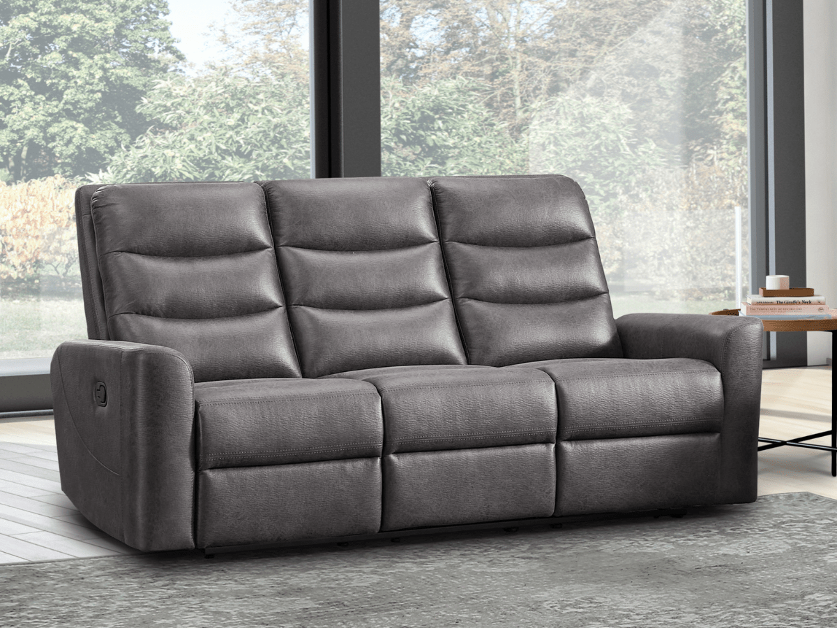 Bentley Fabric Manual Reclining Sofa - Gray - Abbyson - Living Room