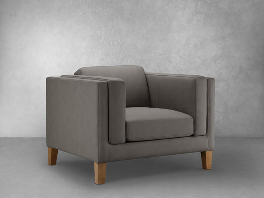 Boyd Top Grain Leather Armchair - Gray - Abbyson - Living Room