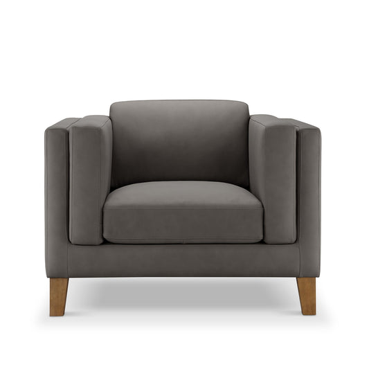 Boyd Top Grain Leather Armchair - Gray - Abbyson - Living Room