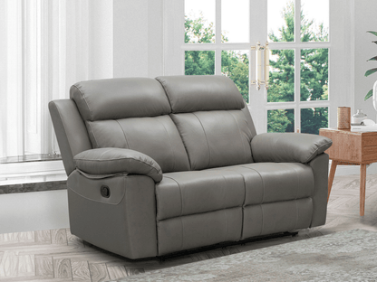 Braylen Top Grain Leather Reclining Loveseat - Gray - Abbyson - Living Room