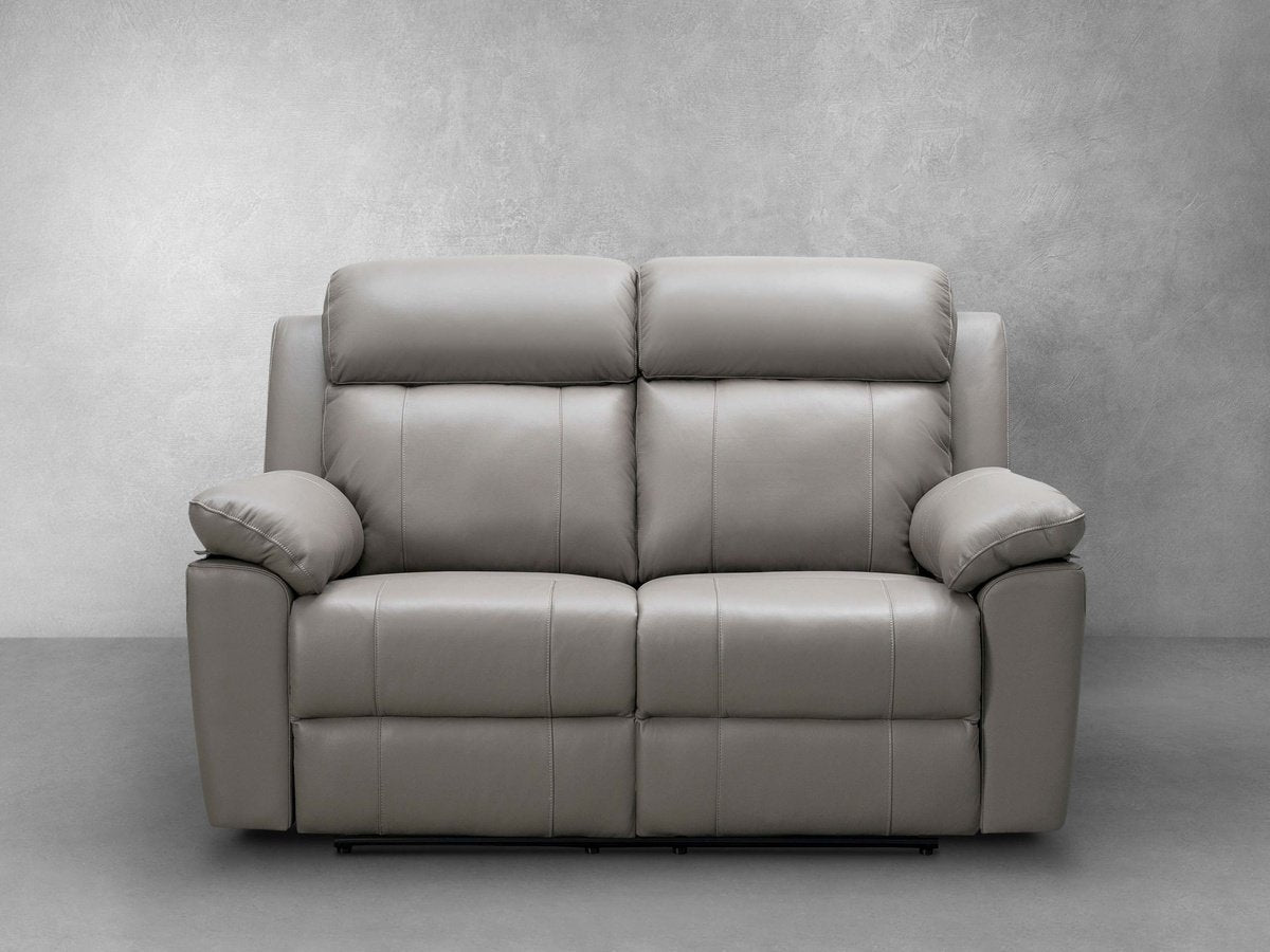Braylen Top Grain Leather Reclining Loveseat - Gray - Abbyson - Living Room