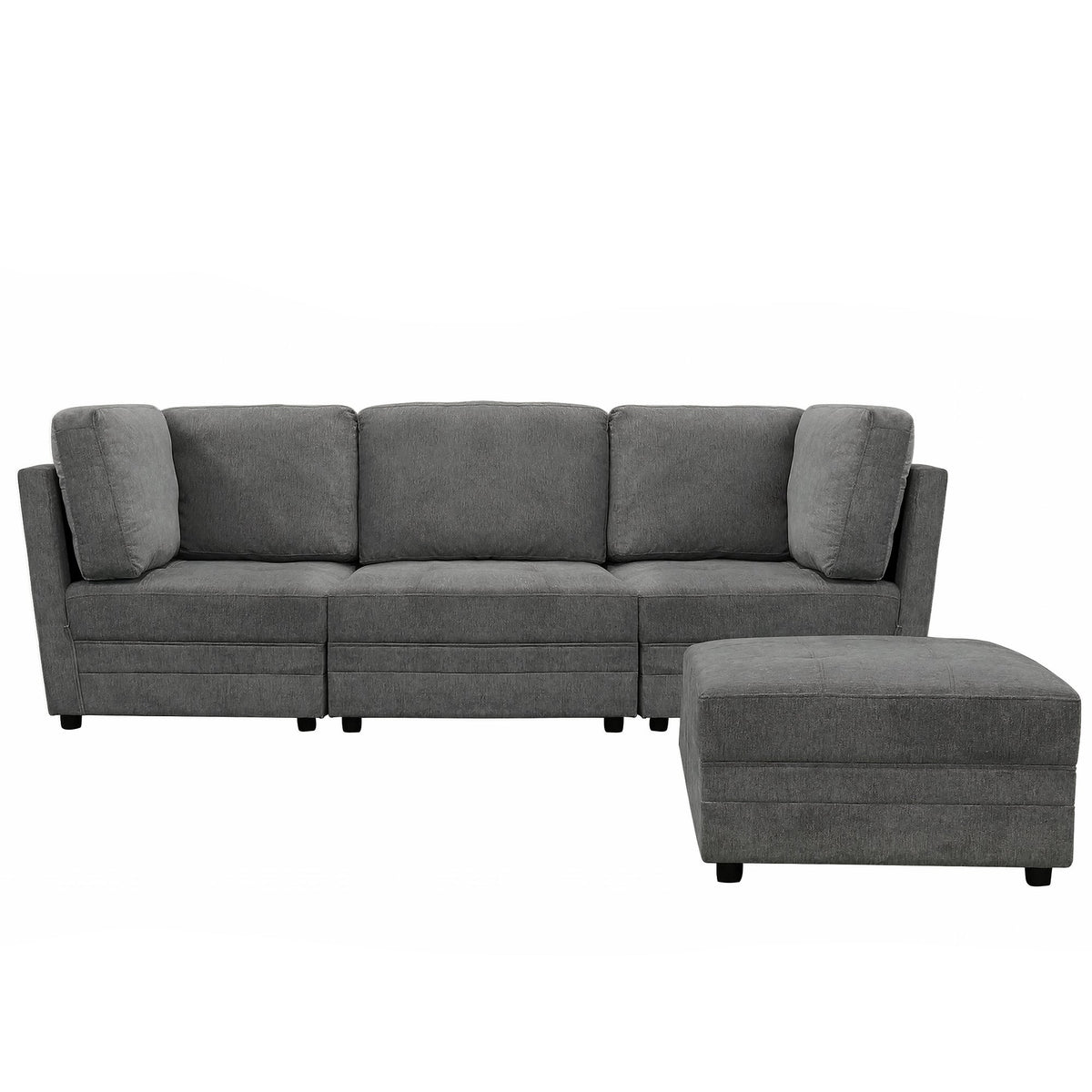Brentwood 3-pc Fabric Modular Sectional - Dark Gray (No Ottoman) - Abbyson - Living Room