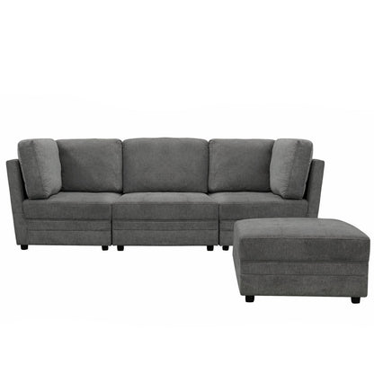 Brentwood 3-pc Fabric Modular Sectional - Dark Gray (No Ottoman) - Abbyson - Living Room