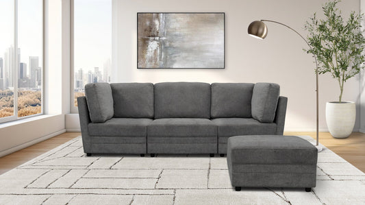 Brentwood 3-pc Fabric Modular Sectional - Dark Gray (No Ottoman) - Abbyson - Living Room