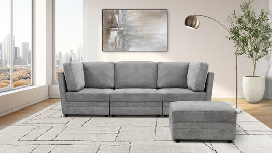 Brentwood 3-pc Fabric Modular Sectional - Gray (No Ottoman) - Abbyson - Living Room