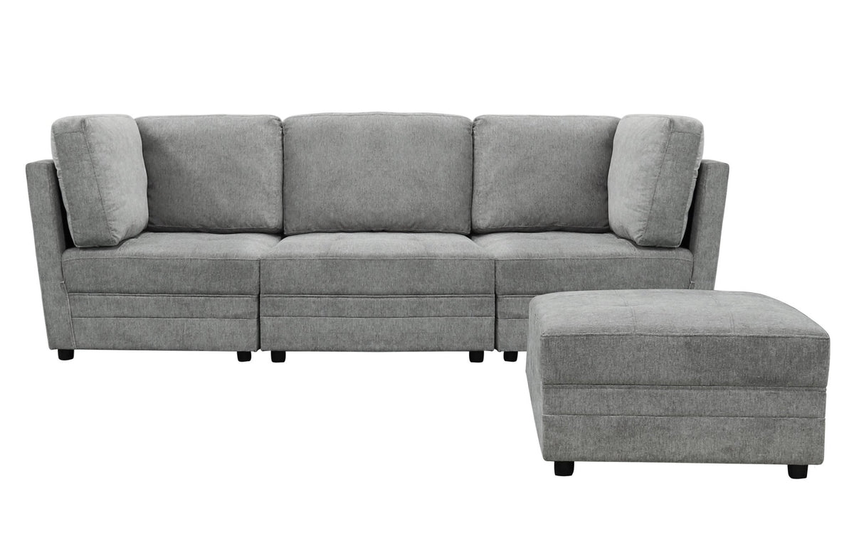 Brentwood 3-pc Fabric Modular Sectional - Gray (No Ottoman) - Abbyson - Living Room