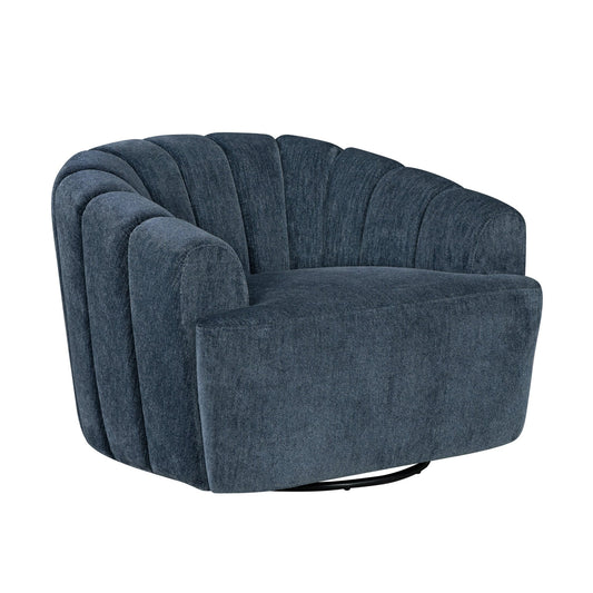 Burke Fabric Swivel Chair, Blue - Abbyson - Living Room