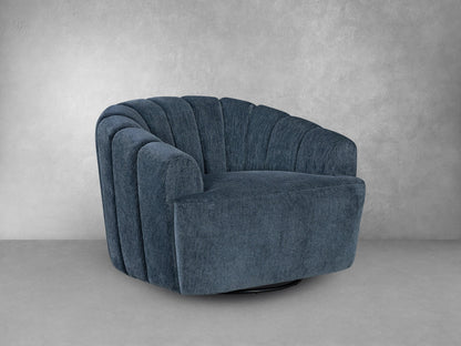 Burke Fabric Swivel Chair, Blue - Abbyson - Living Room
