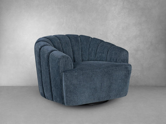 Burke Fabric Swivel Chair, Blue - Abbyson - Living Room