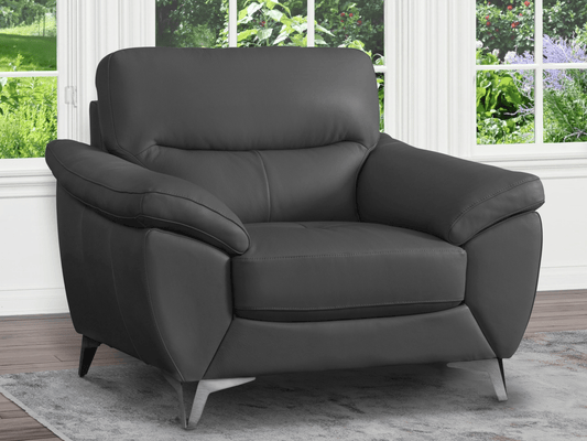 Cadence Top Grain Leather Chair - Dark Gray - Abbyson - Living Room