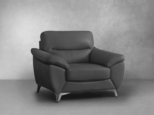 Cadence Top Grain Leather Chair - Dark Gray - Abbyson - Living Room