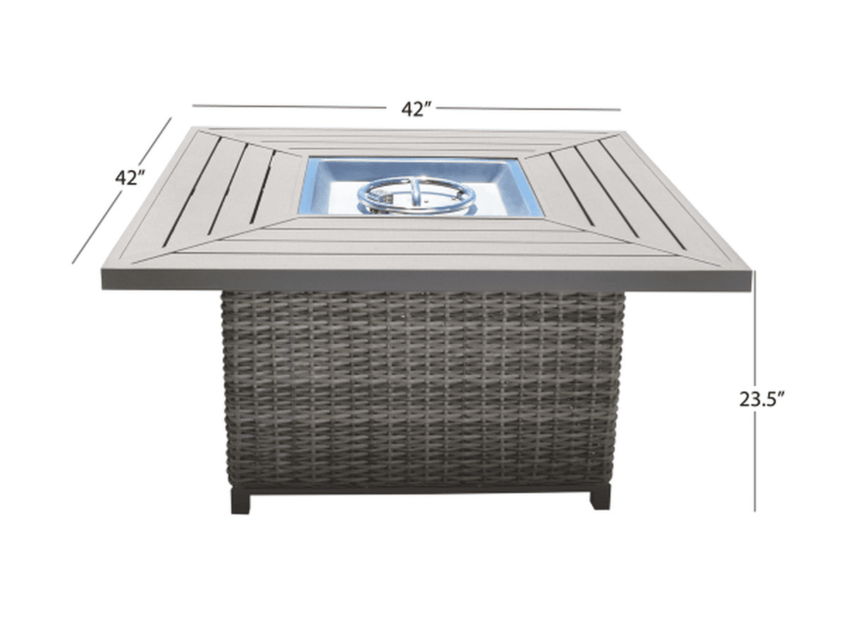 Corbin Fire Table, Spa Blue Fabric, Beige Frame & Beige Top - Abbyson - Outdoor