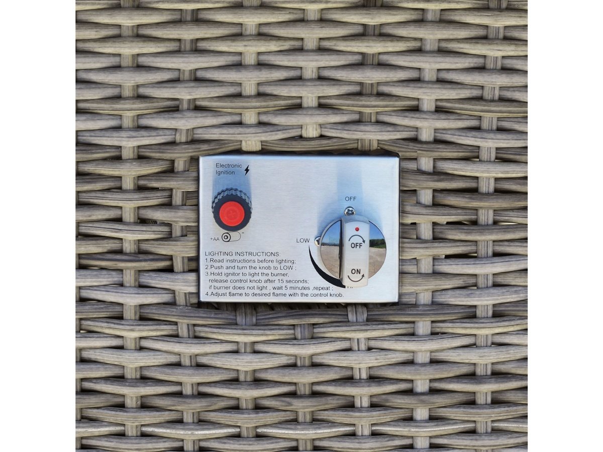 Corbin Fire Table, Spa Blue Fabric, Beige Frame & Beige Top - Abbyson - Outdoor