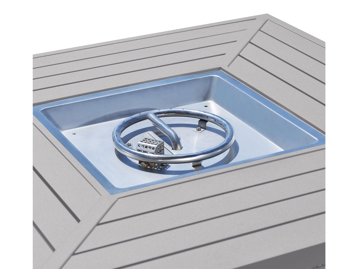 Corbin Fire Table, Spa Blue Fabric, Beige Frame & Beige Top - Abbyson - Outdoor