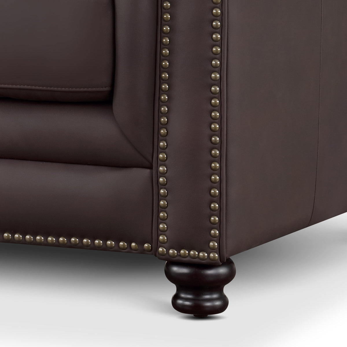 Culver 3pc Leather Chesterfield Sectional, Brown - Abbyson - Sectional Sofas