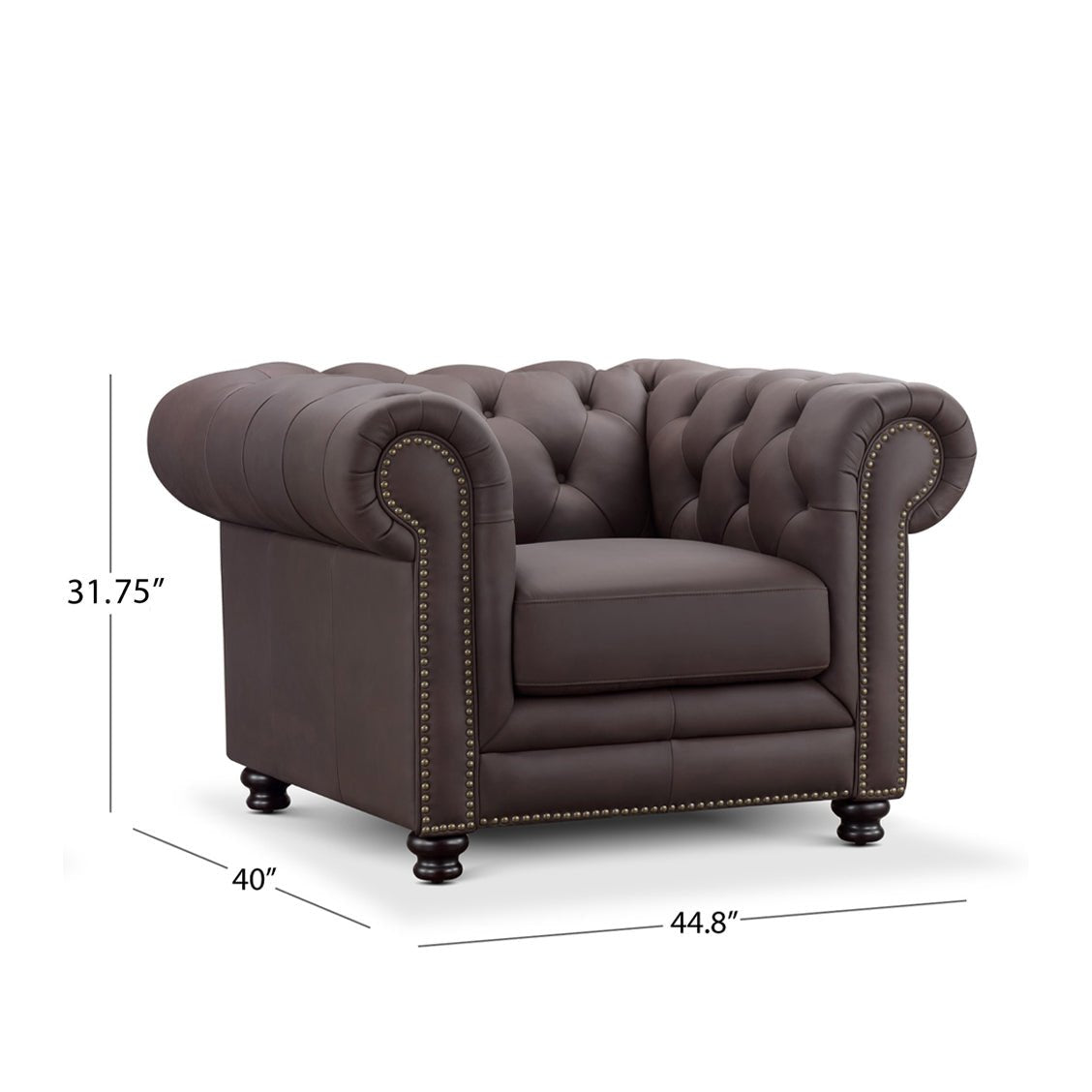 Culver Leather Chesterfield Armchair, Brown - Abbyson - Living Room