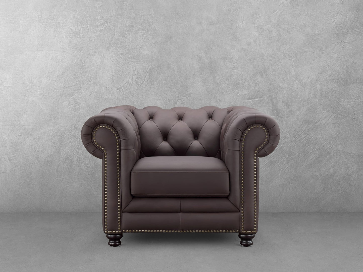 Culver Leather Chesterfield Armchair, Brown - Abbyson - Living Room