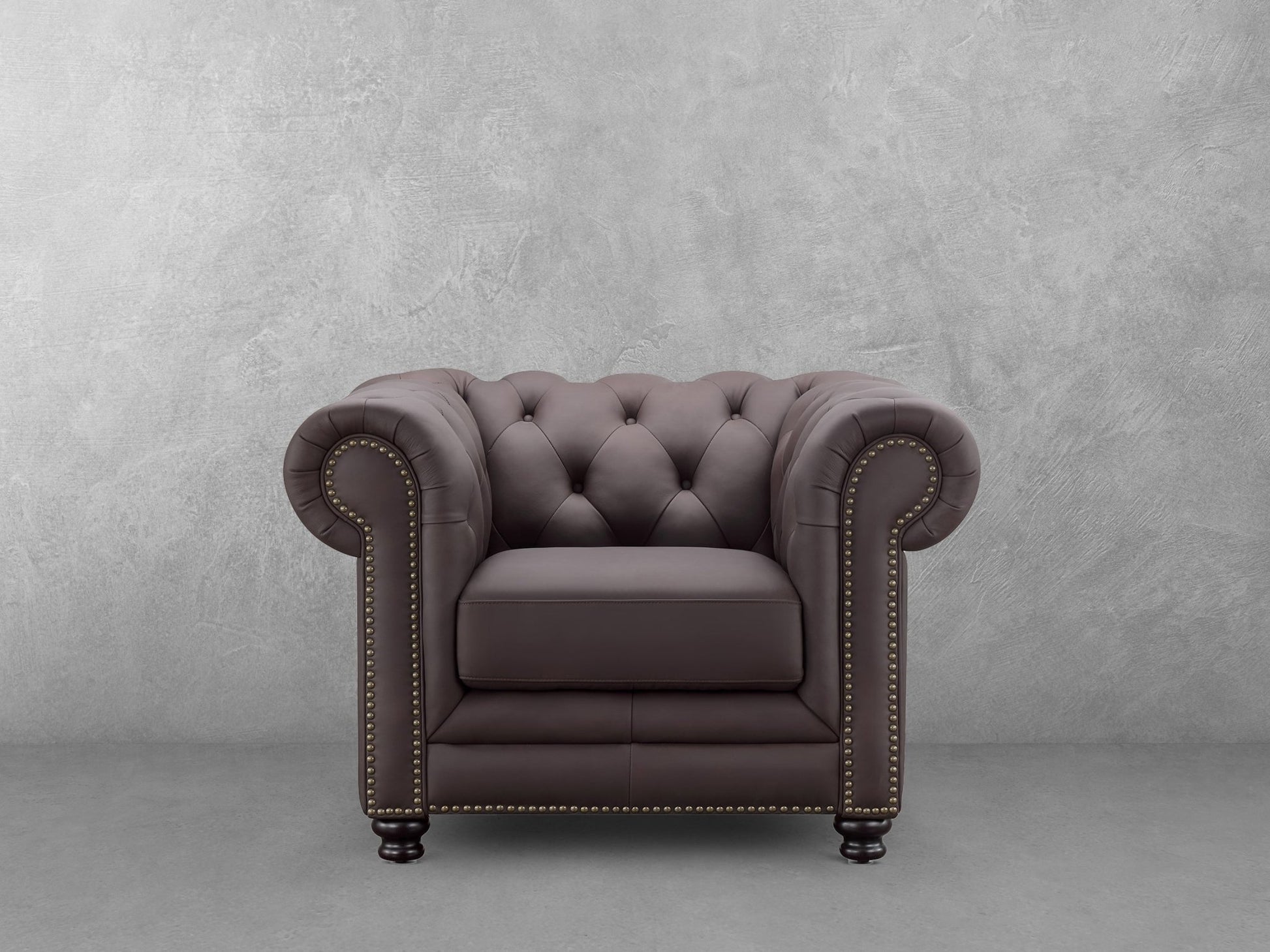 Culver Leather Chesterfield Armchair, Brown - Abbyson - Living Room