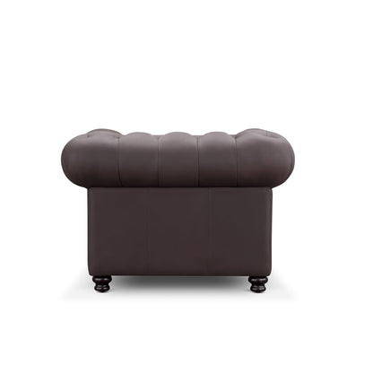 Culver Leather Chesterfield Armchair, Brown - Abbyson - Living Room