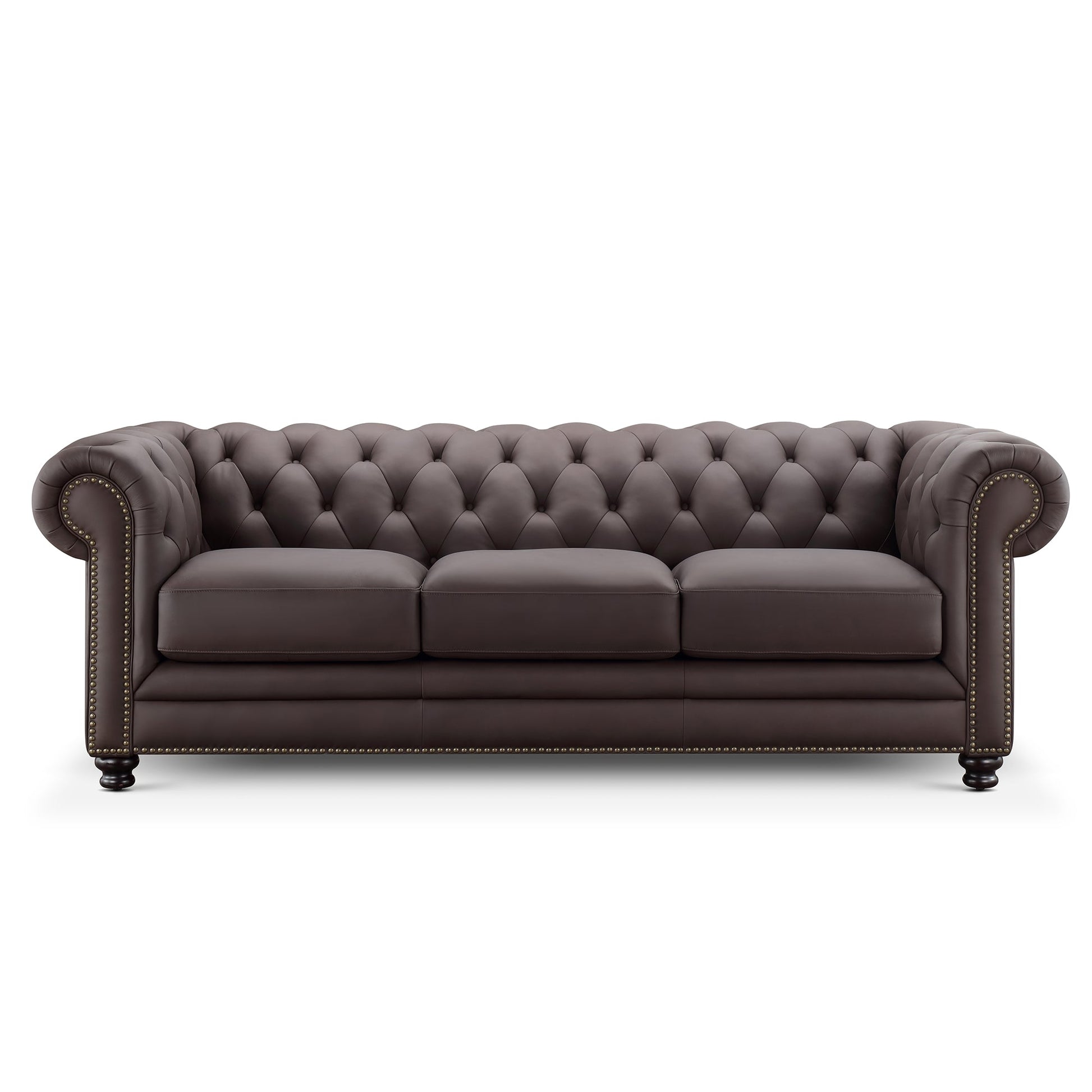 Culver Leather Chesterfield Sofa - Brown - Abbyson - Living Room